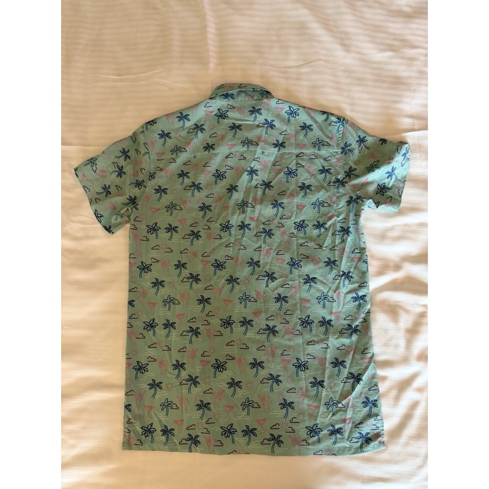 RARE Retro Rifle Live Nudes Shirt Mens M Turquoise Hawaiian Party Vacations - Picture 3 of 4